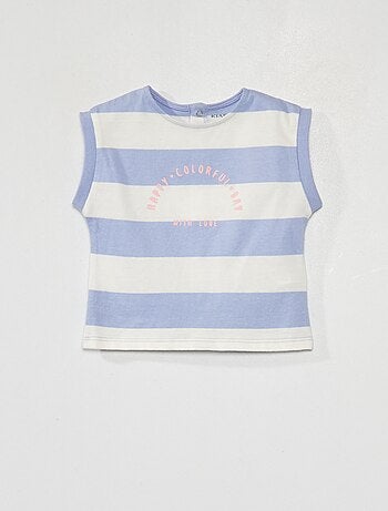 Tee-shirt à rayures avec message fantaisie - Kiabi