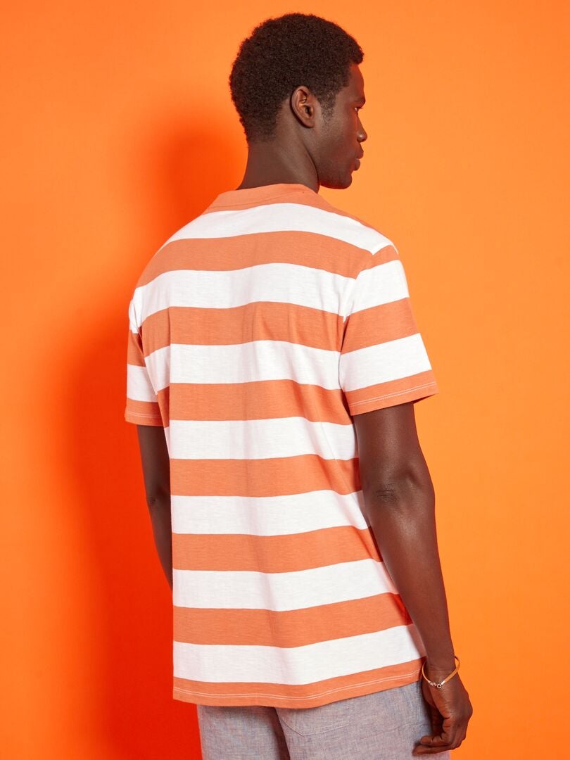 Tee-shirt à rayures Orange - Kiabi