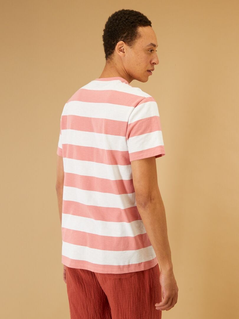 Tee-shirt à rayures rose - Kiabi