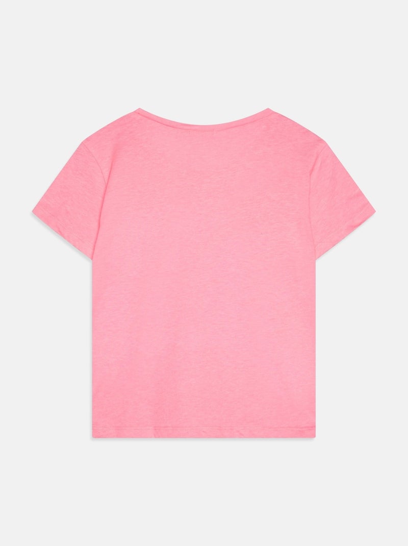Tee shirt à sequins Rose - Kiabi