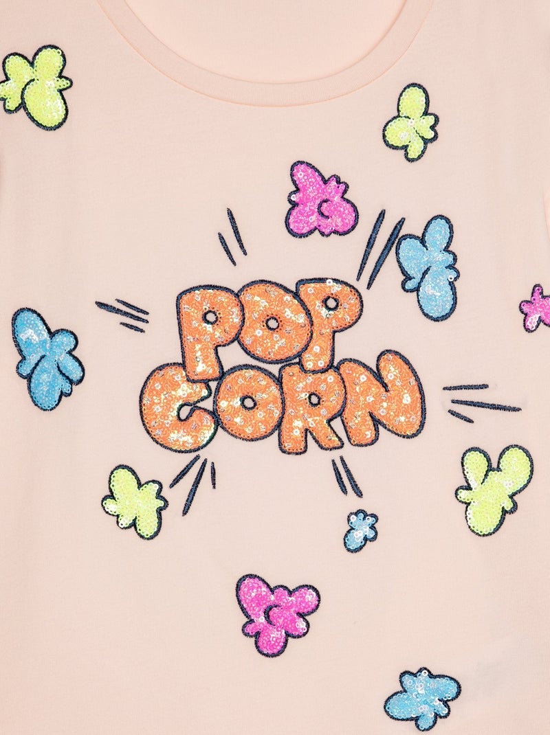 Tee shirt à sequins Rose - Kiabi
