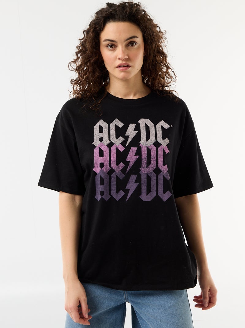 Tee-shirt 'AC/DC' à manches courtes Noir - Kiabi