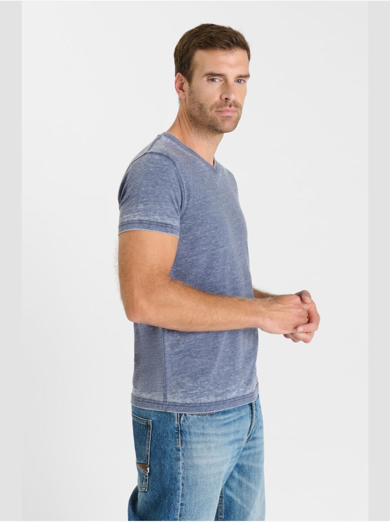 Tee-Shirt AKRU 'Le Temps Des Cerises' Bleu - Kiabi