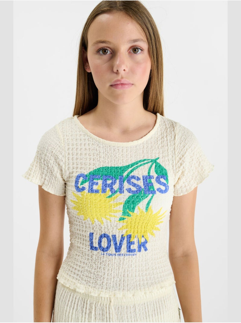 Tee-Shirt ALFREDGI 'Le Temps Des Cerises' Blanc - Kiabi