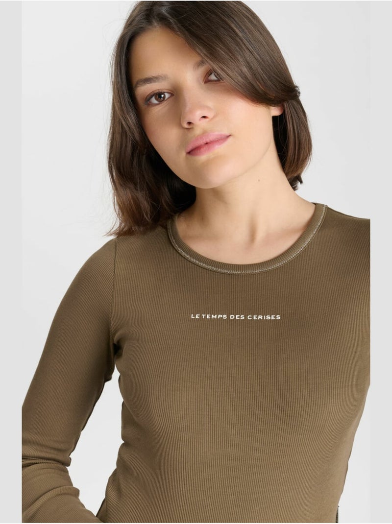 Tee-shirt alinegi 'le temps des cerises' Marron - Kiabi
