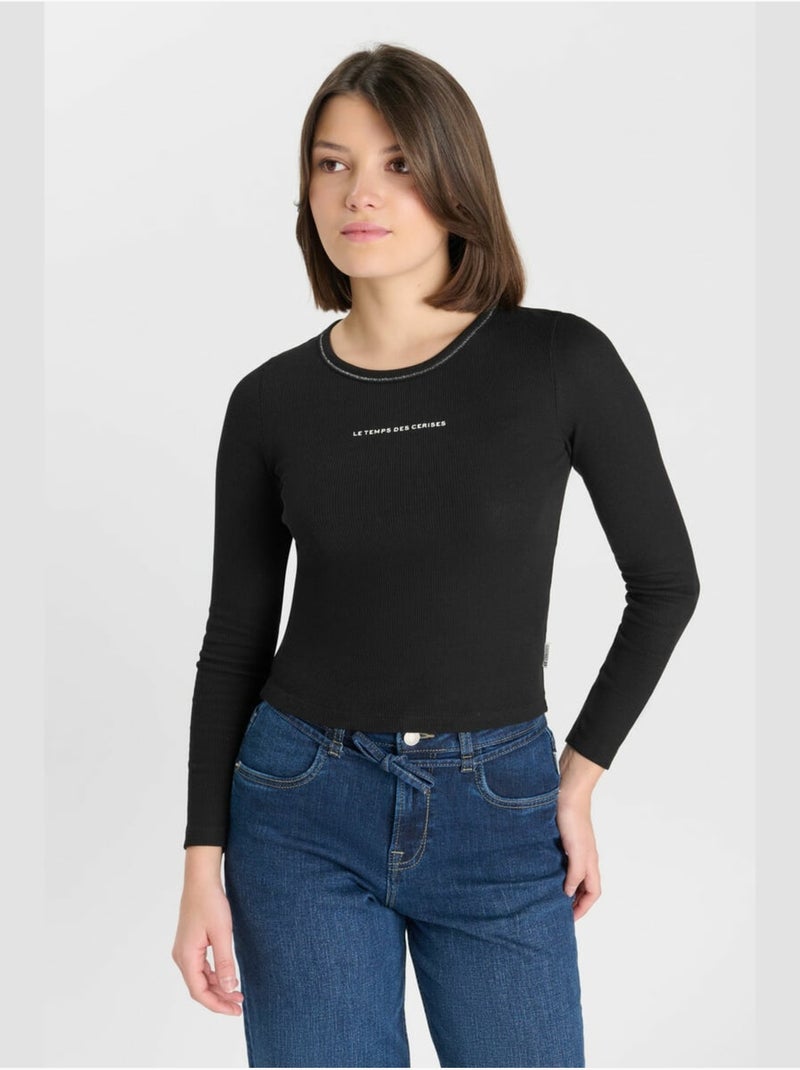 Tee-shirt alinegi 'le temps des cerises' Noir - Kiabi