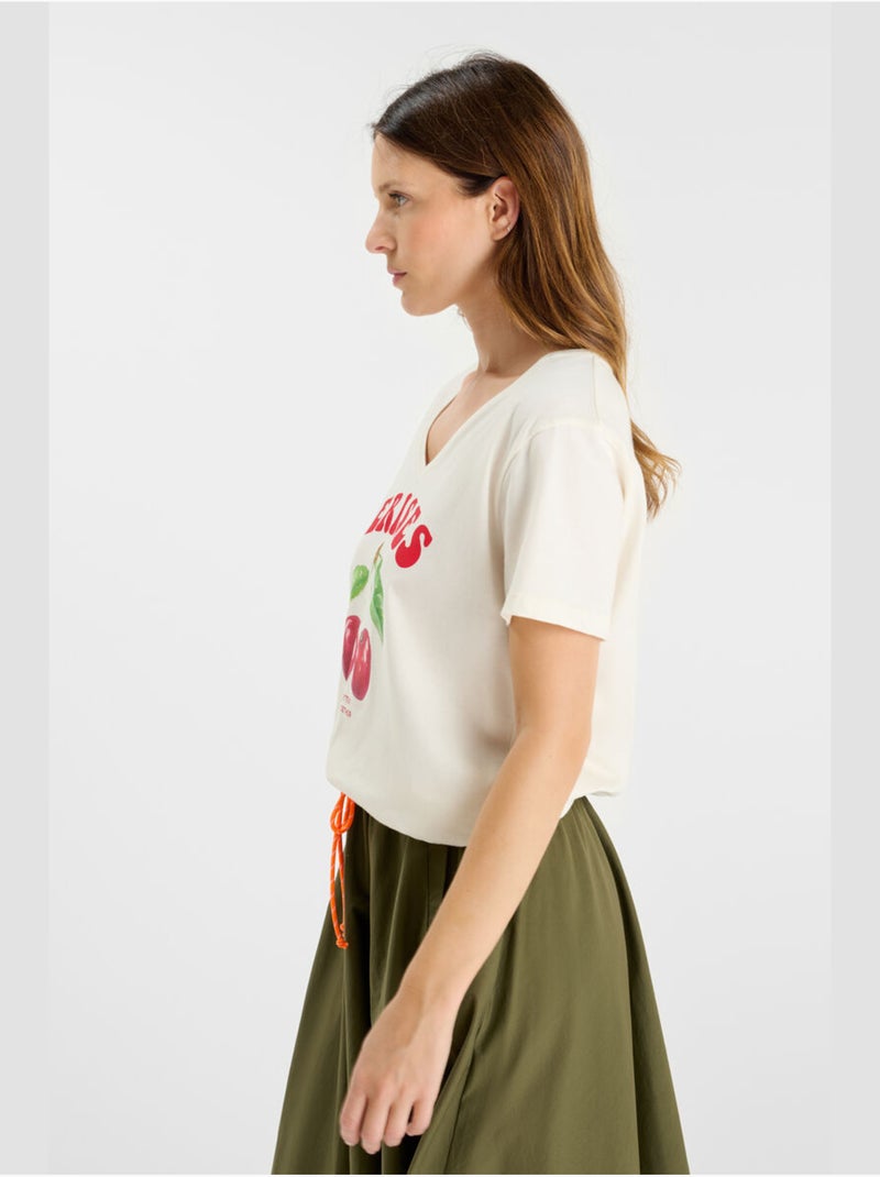Tee-Shirt ALYNE 'Le Temps Des Cerises' Blanc - Kiabi