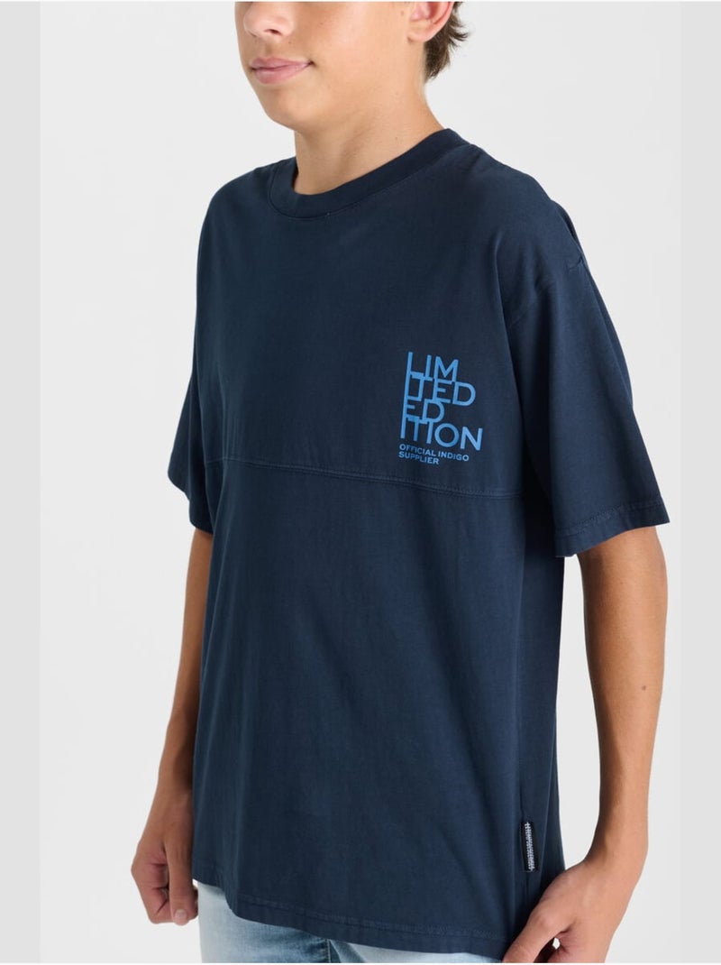 Tee-shirt aribo 'le temps des cerises' Bleu - Kiabi
