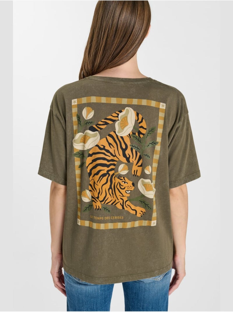 Tee-Shirt ARLO 'Le Temps Des Cerises' Kaki - Kiabi