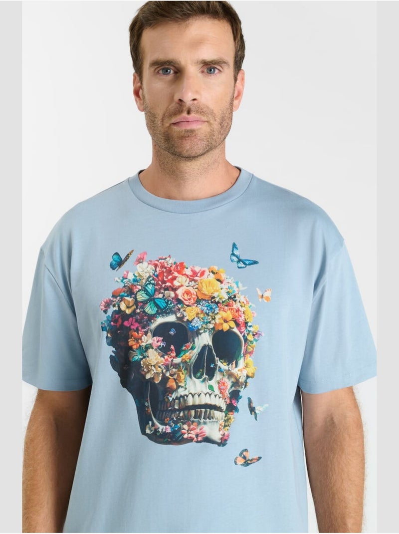 Tee-Shirt ARTEMIO 'Le Temps Des Cerises' Bleu - Kiabi