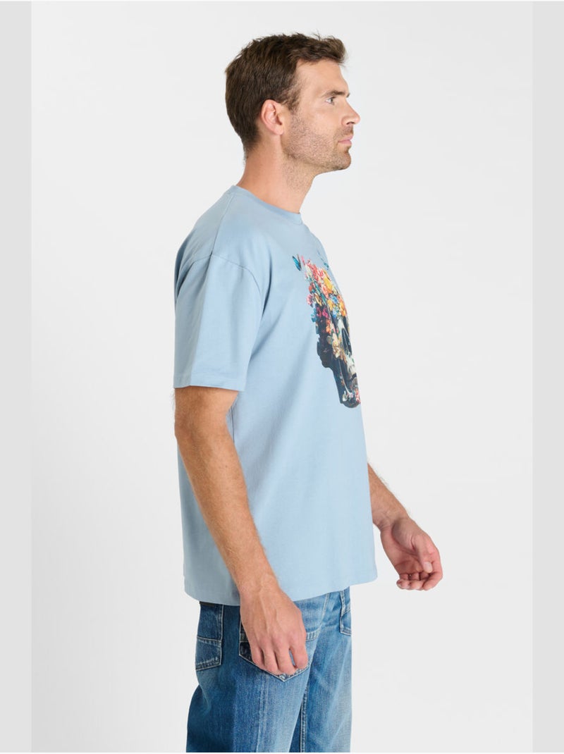 Tee-Shirt ARTEMIO 'Le Temps Des Cerises' Bleu - Kiabi