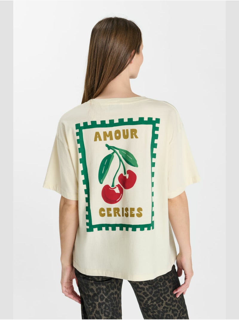 Tee-Shirt ARYA 'Le Temps Des Cerises' Blanc - Kiabi