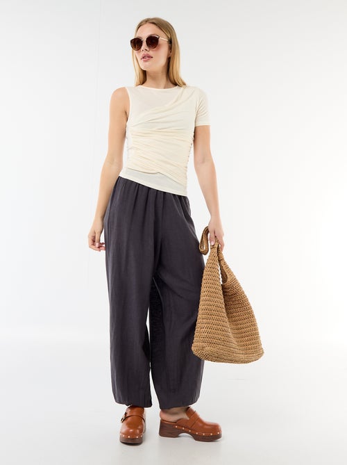 Tee-shirt asymétrique avec drapé épaule - Kiabi