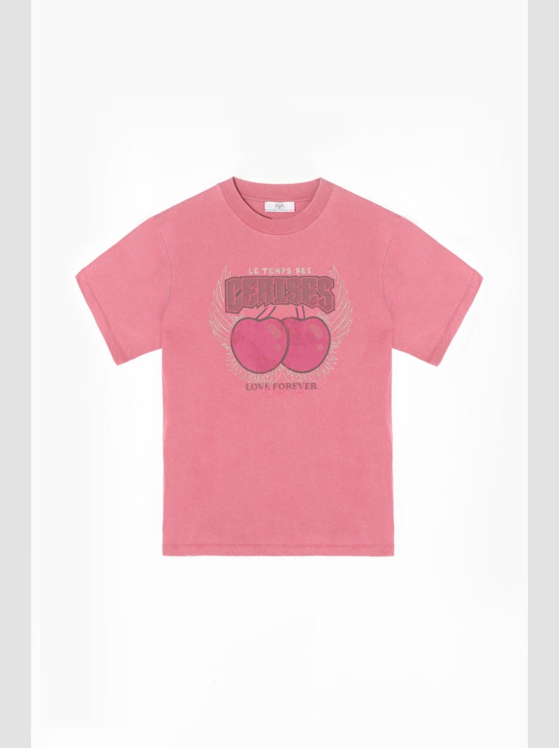 Tee-Shirt ATRABAGI 'Le Temps Des Cerises' Rose - Kiabi