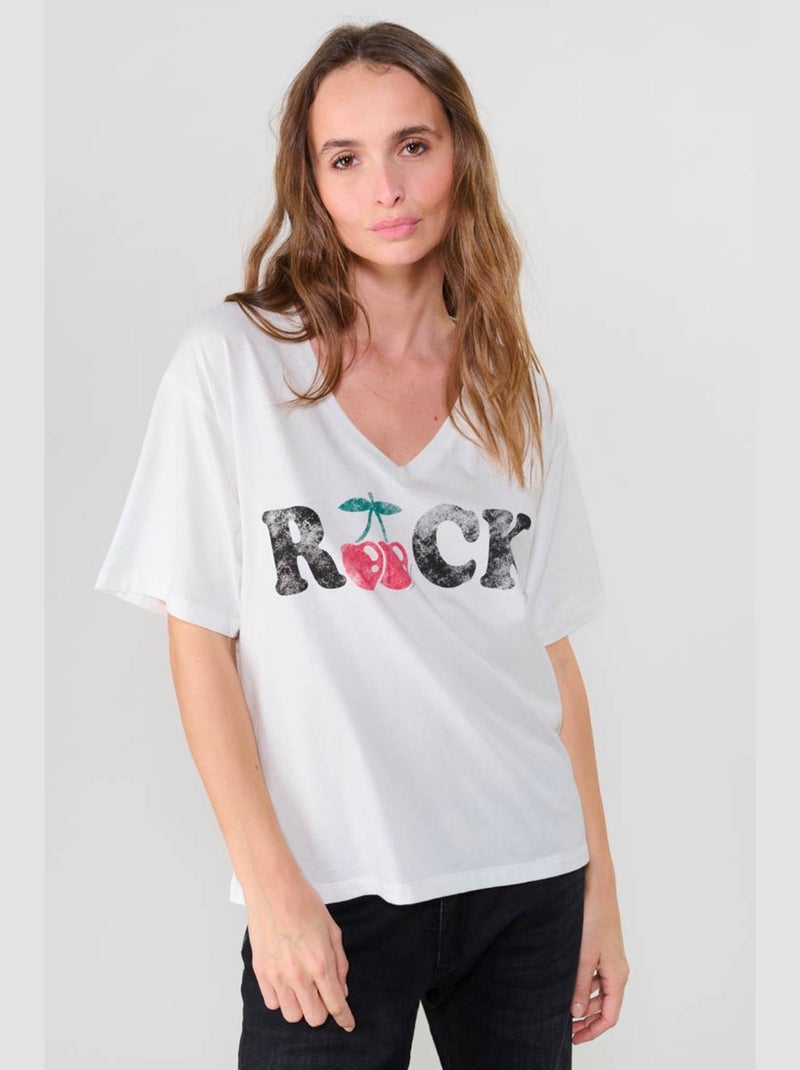 Tee-Shirt AULDI 'Le Temps Des Cerises' Blanc - Kiabi