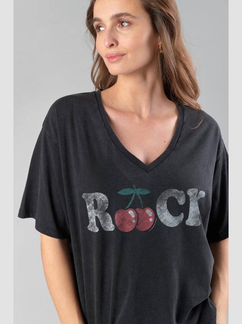 Tee-Shirt AULDI 'Le Temps Des Cerises' Noir - Kiabi