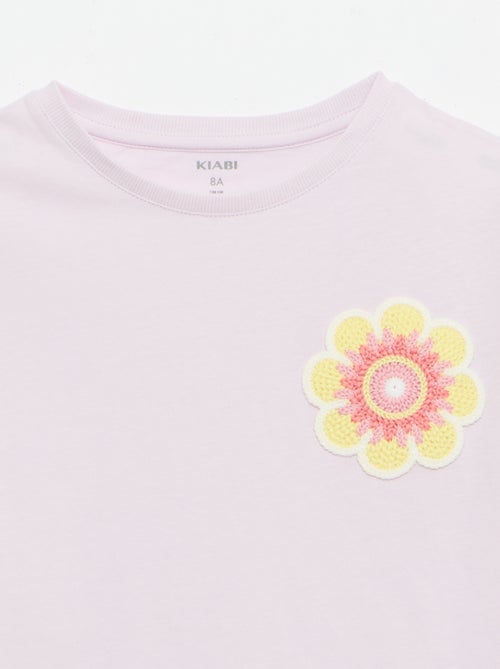 Tee-shirt avec broderie à la poitrine - Kiabi