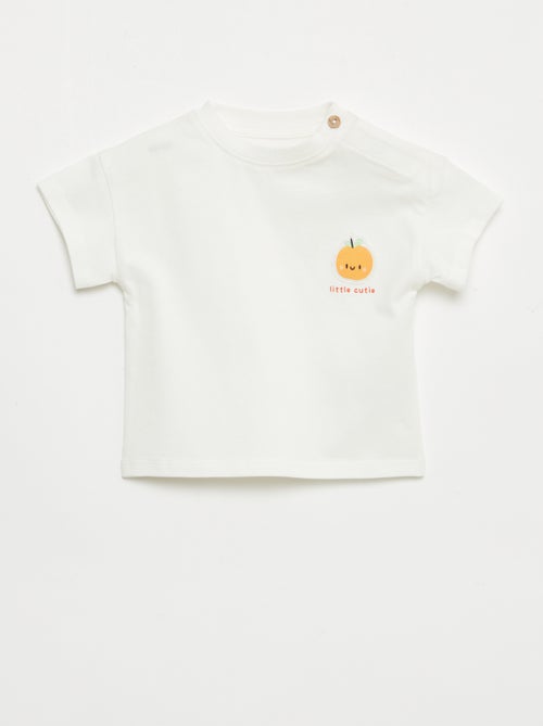 Tee-shirt avec broderie sur poitrine - Kiabi