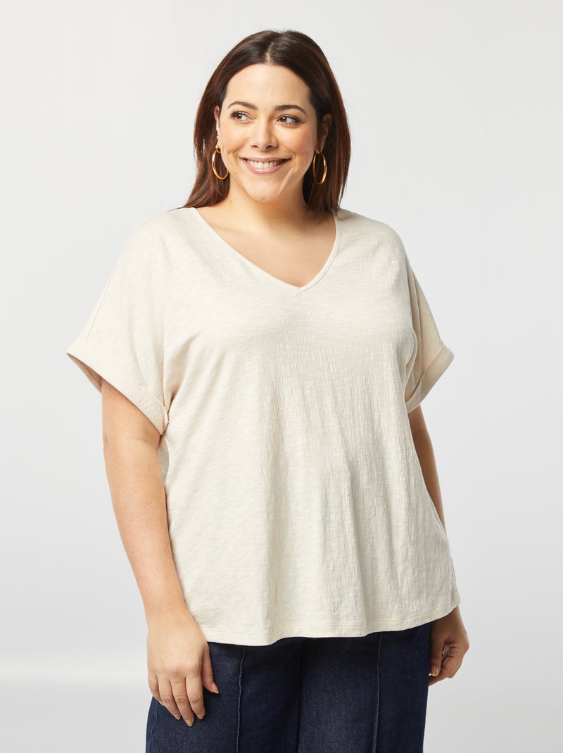 Tee-shirt avec dos macramé beige - Kiabi