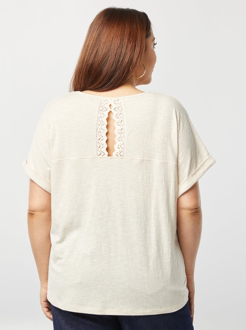 Tee-shirt avec dos macramé beige - Kiabi