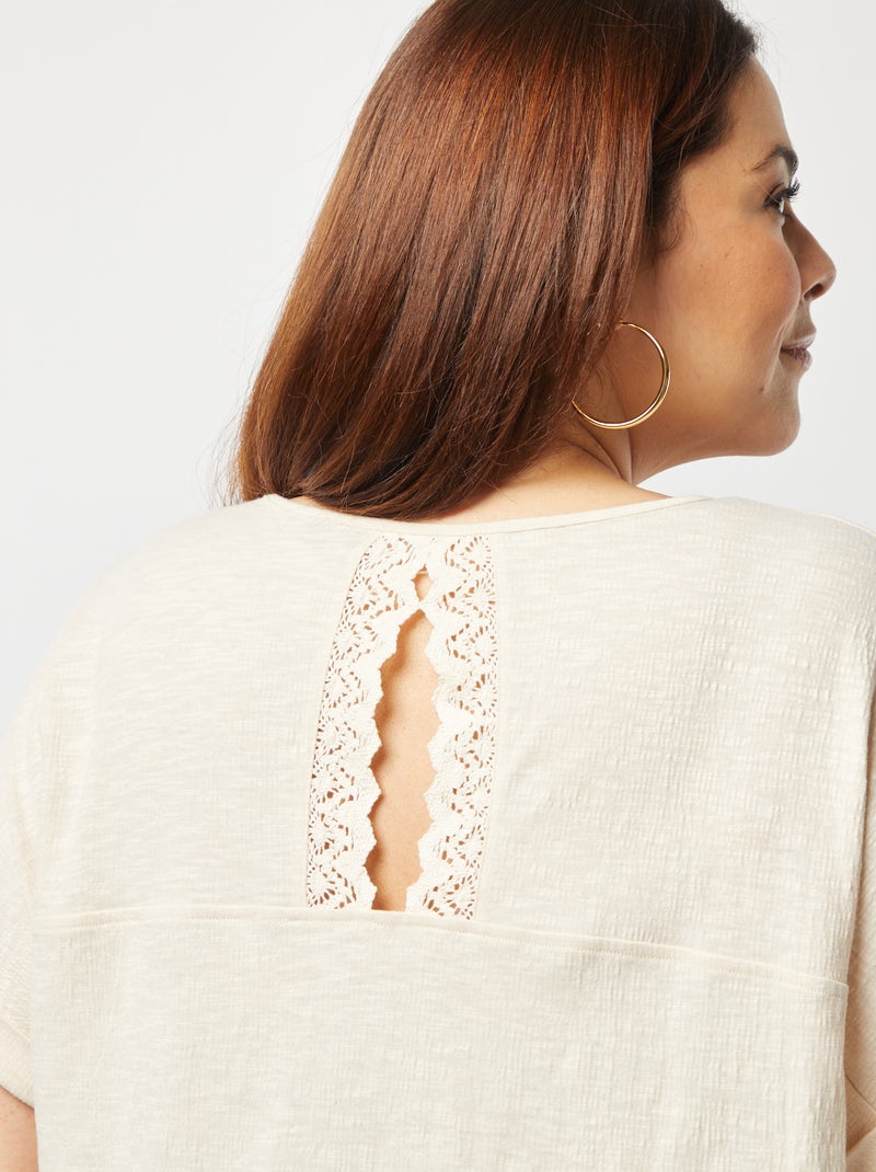 Tee-shirt avec dos macramé beige - Kiabi