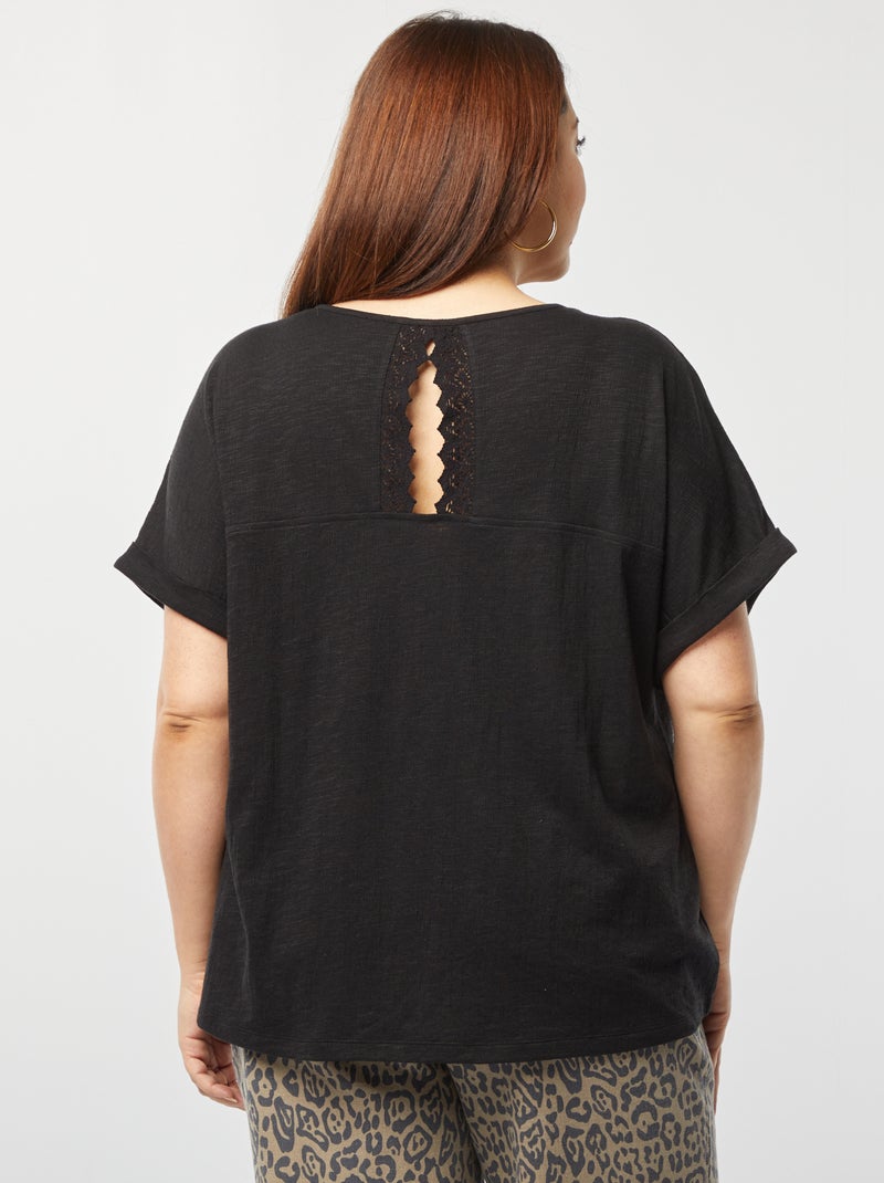 Tee-shirt avec dos macramé Noir - Kiabi