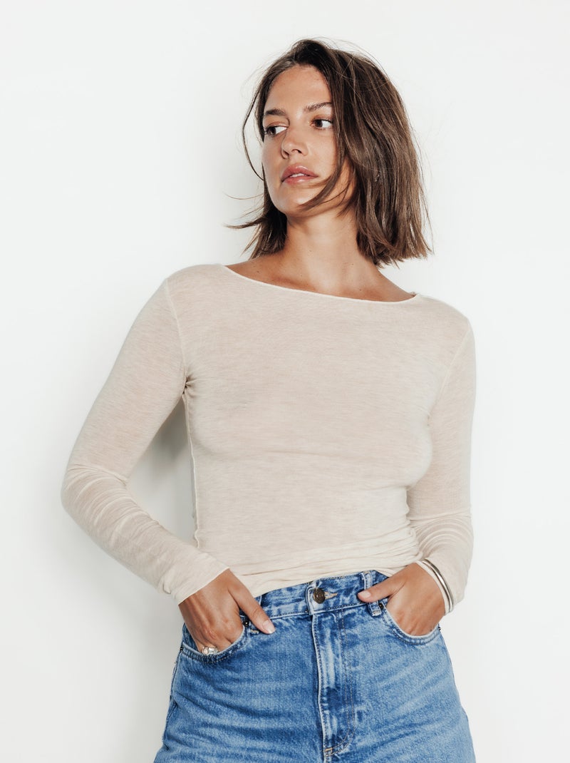 Tee-shirt avec laine Hortense - RougeGorge Lingerie Beige - Kiabi