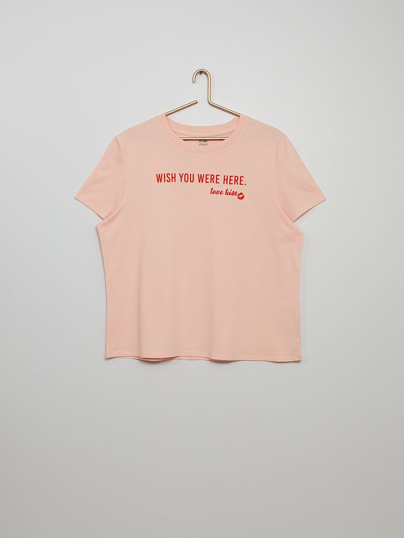 Tee-shirt avec message rose - Kiabi