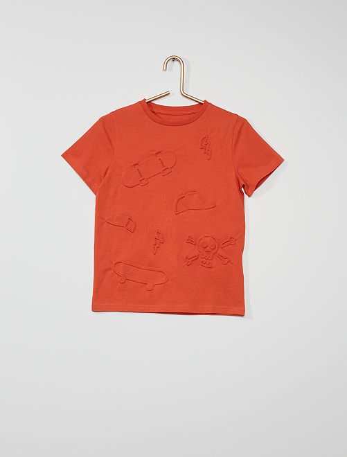 Tee-shirt avec motifs embossés                                                     orange 
