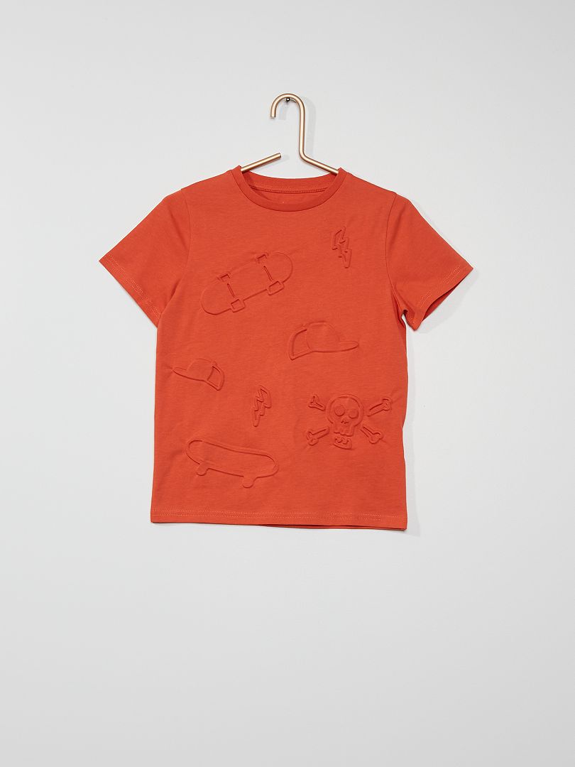 Tee-shirt avec motifs embossés orange - Kiabi