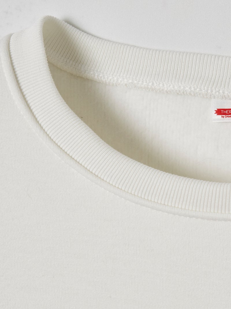Tee-shirt avec plastron, manches longues - Damart Blanc - Kiabi