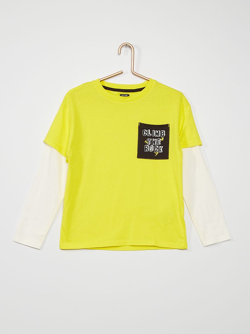 Tee-shirt avec poche jaune - Kiabi