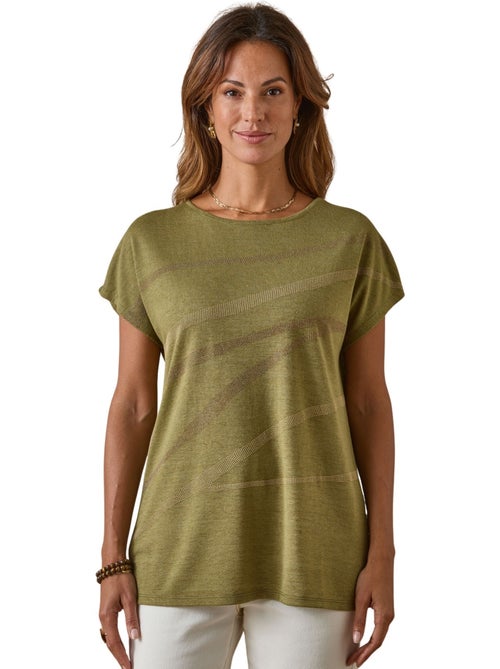 Tee-shirt avec strass manches T - DAXON - Kiabi