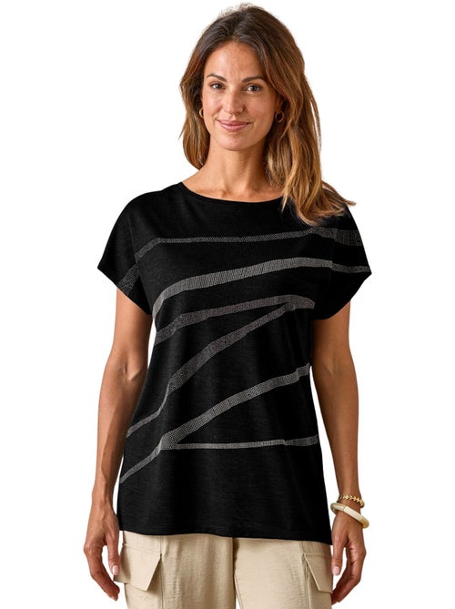 Tee-shirt avec strass manches T - DAXON - Kiabi