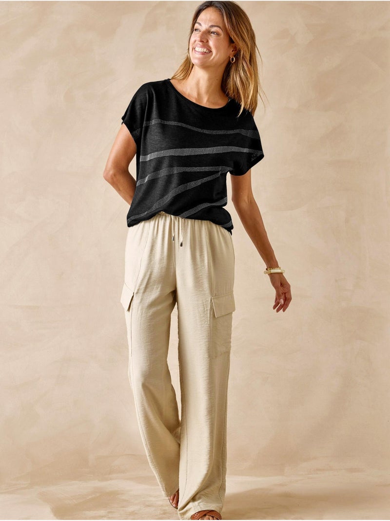 Tee-shirt avec strass manches T - DAXON Noir Noir - Kiabi