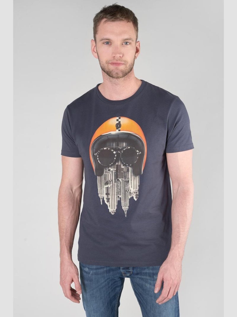 Tee-Shirt BACKI 'Le Temps Des Cerises' Bleu - Kiabi