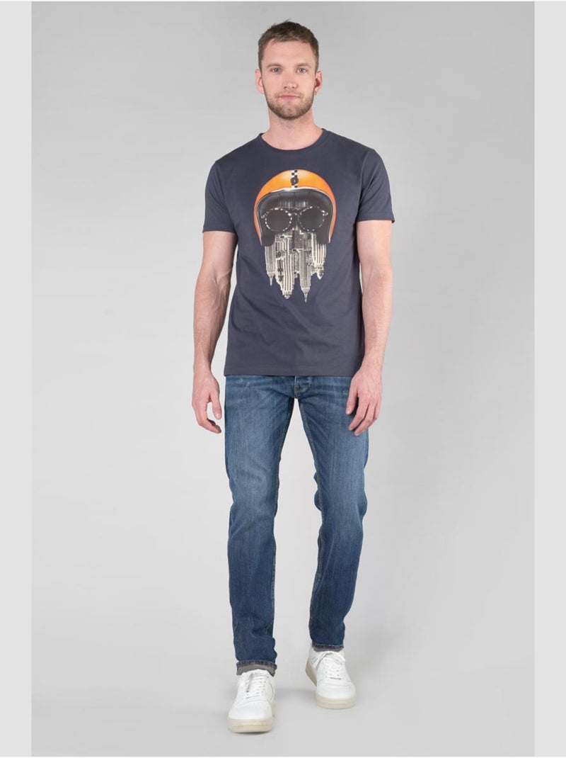 Tee-Shirt BACKI 'Le Temps Des Cerises' Bleu - Kiabi