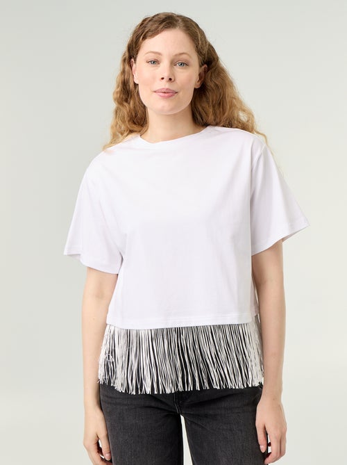 Tee-shirt basique à franges - Kiabi Tee-shirt basique à franges - Kiabi