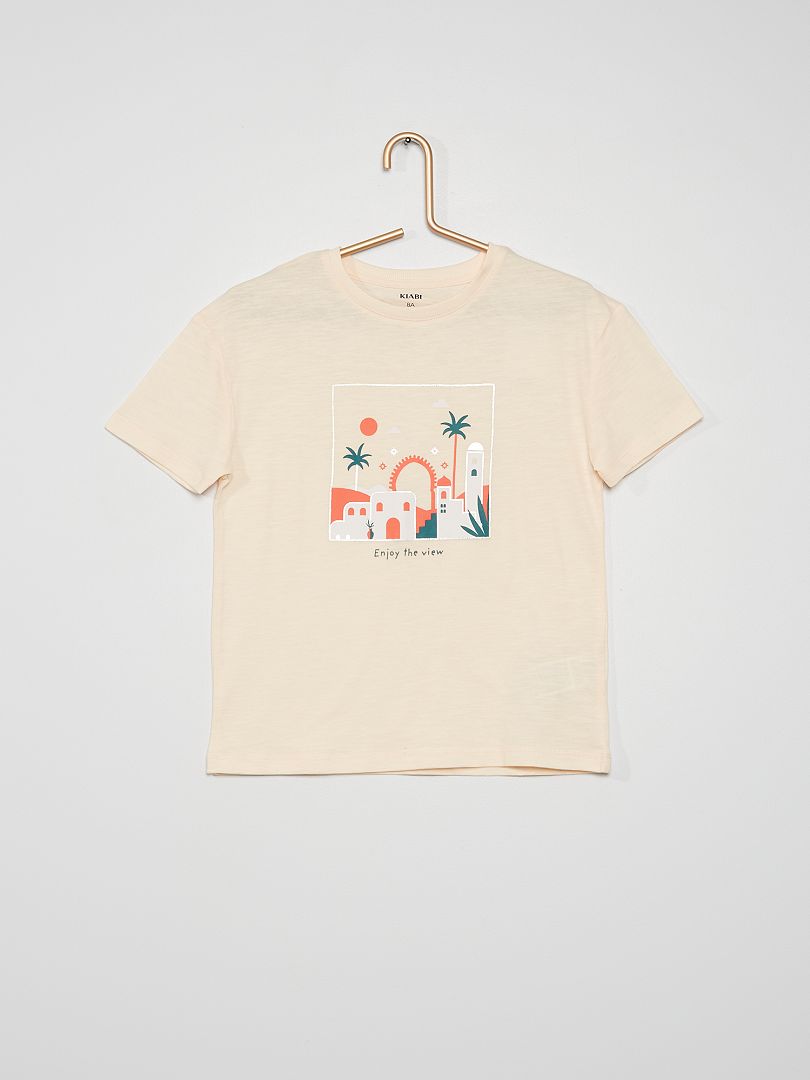 Tee-shirt basique avec des messages rose - Kiabi