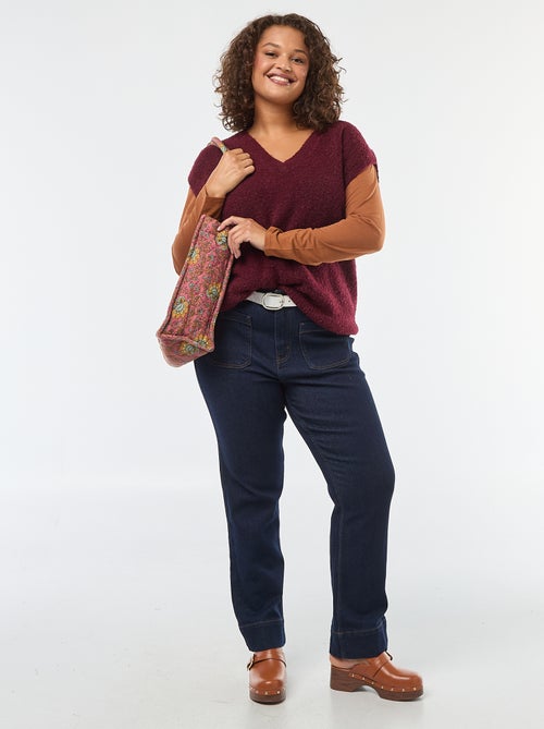 Tee-shirt basique col V et manches 3/4 - Kiabi