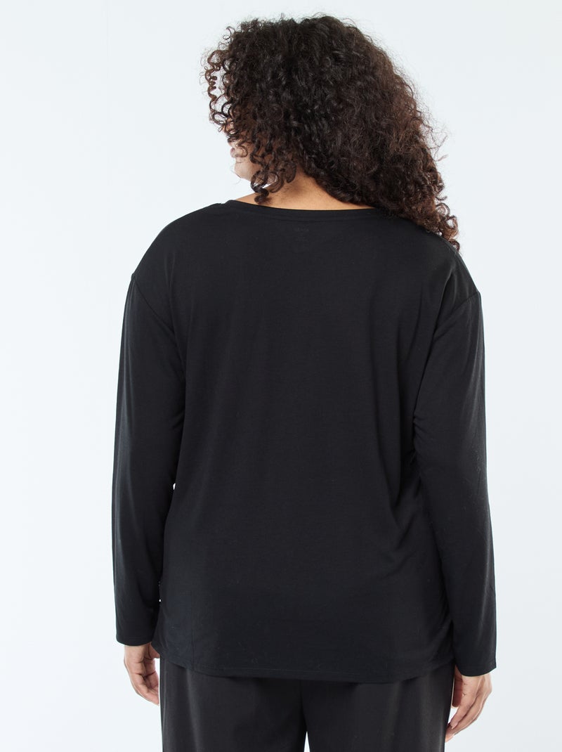 T-shirt Basique Noir Fille 8 Ans - Manches Longues Col Rond Coton, Justice