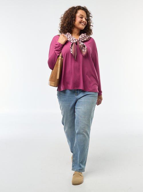 Tee-shirt basique col V et manches 3/4 - Kiabi