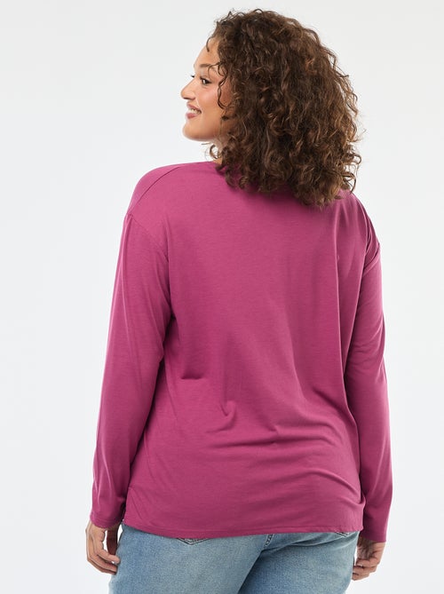 Tee-shirt basique col V et manches 3/4 - Kiabi