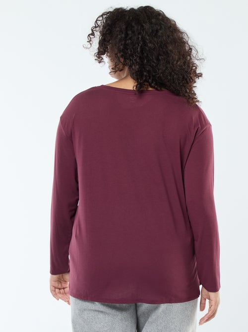 Tee-shirt basique col V et manches 3/4 - Kiabi