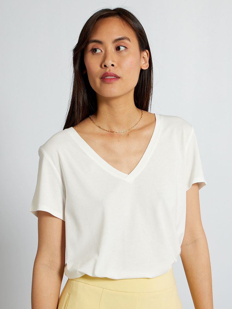 Tee-shirt basique couleur unie blanc - Kiabi