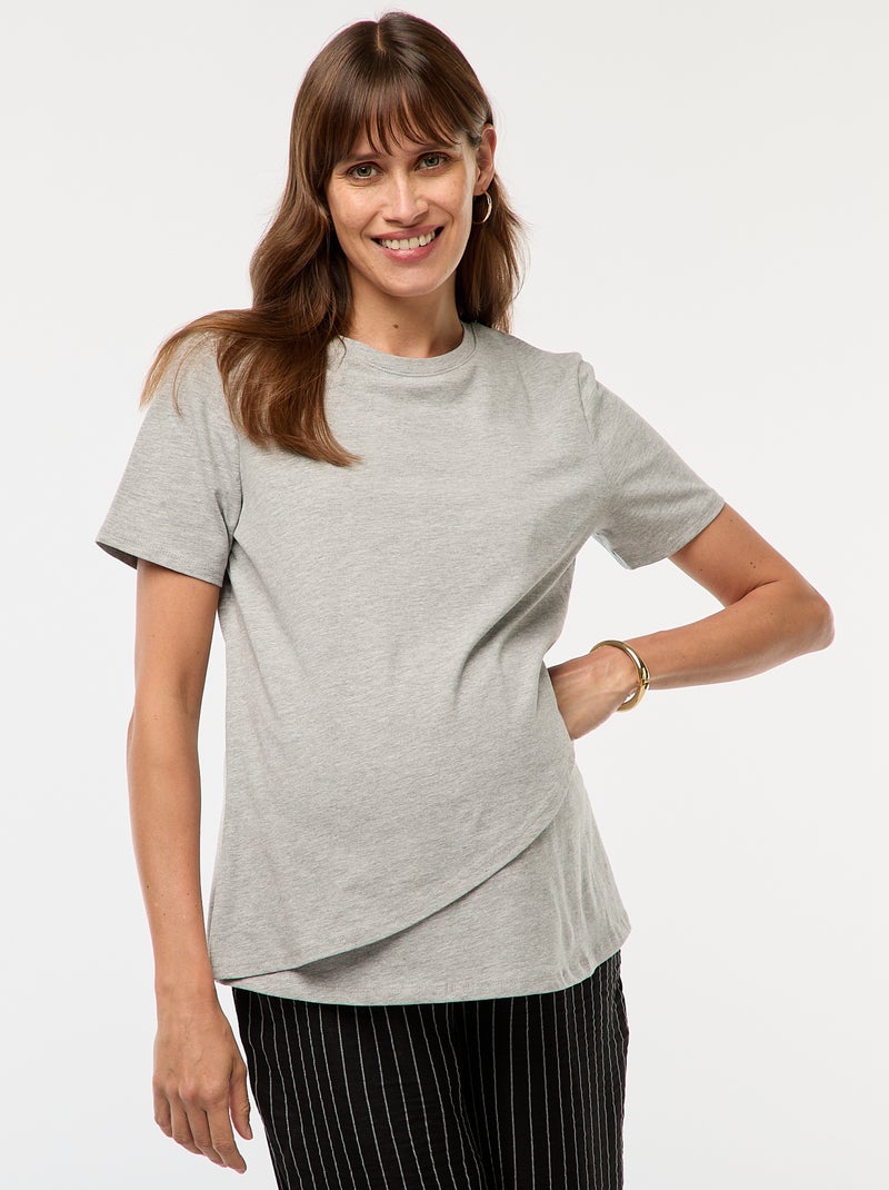 Tee-shirt basique d'allaitement Gris - Kiabi