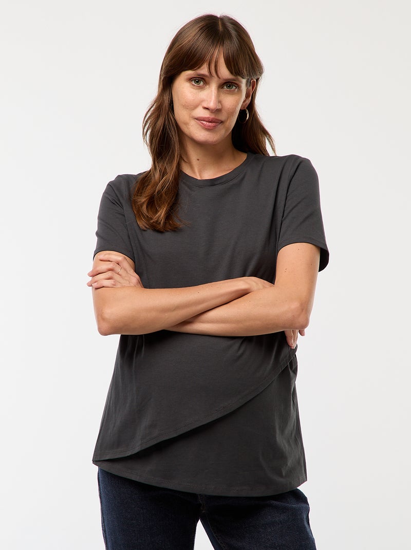 Tee-shirt basique d'allaitement Gris foncé - Kiabi