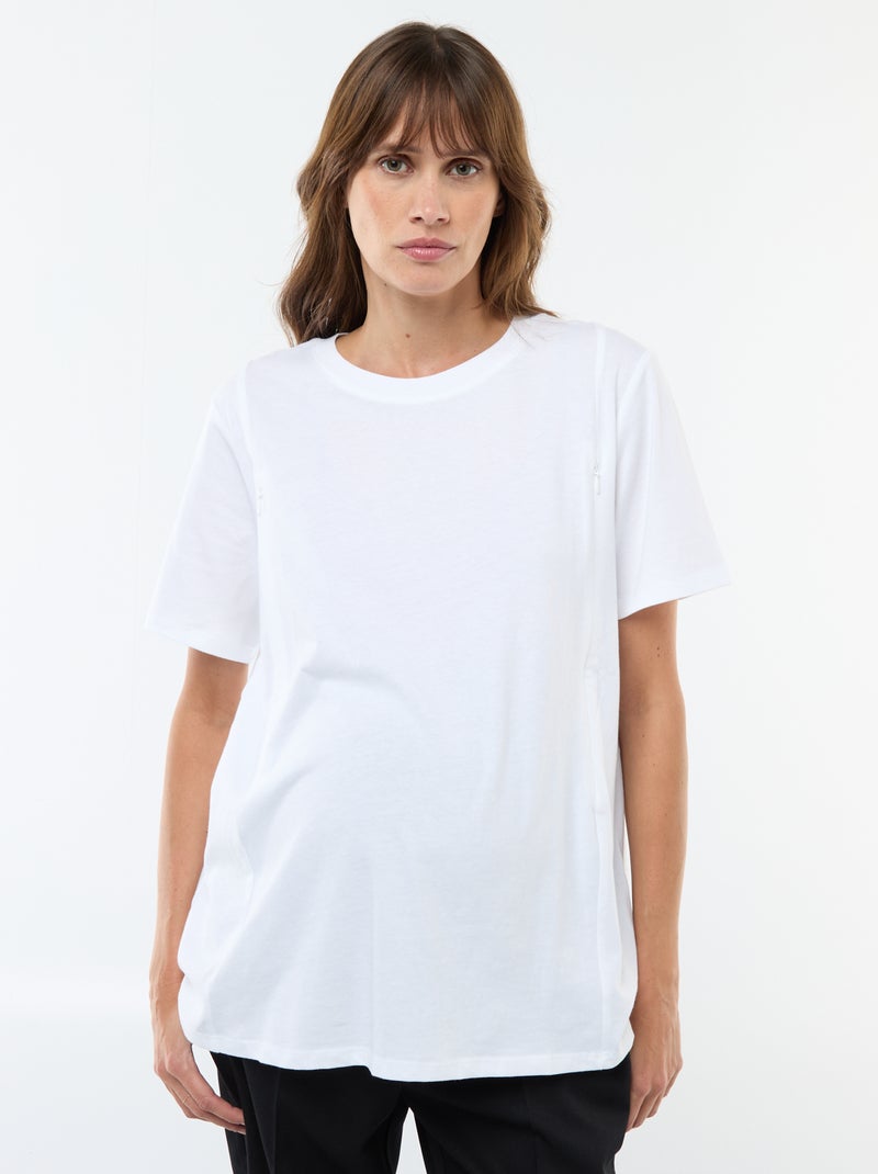 Tee-shirt basique d'allaitement manches courtes Blanc - Kiabi