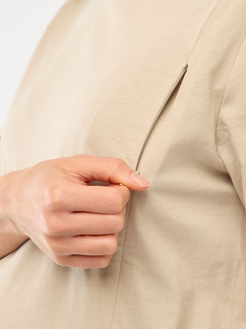 Tee-shirt basique d'allaitement manches courtes Gris lune - Kiabi