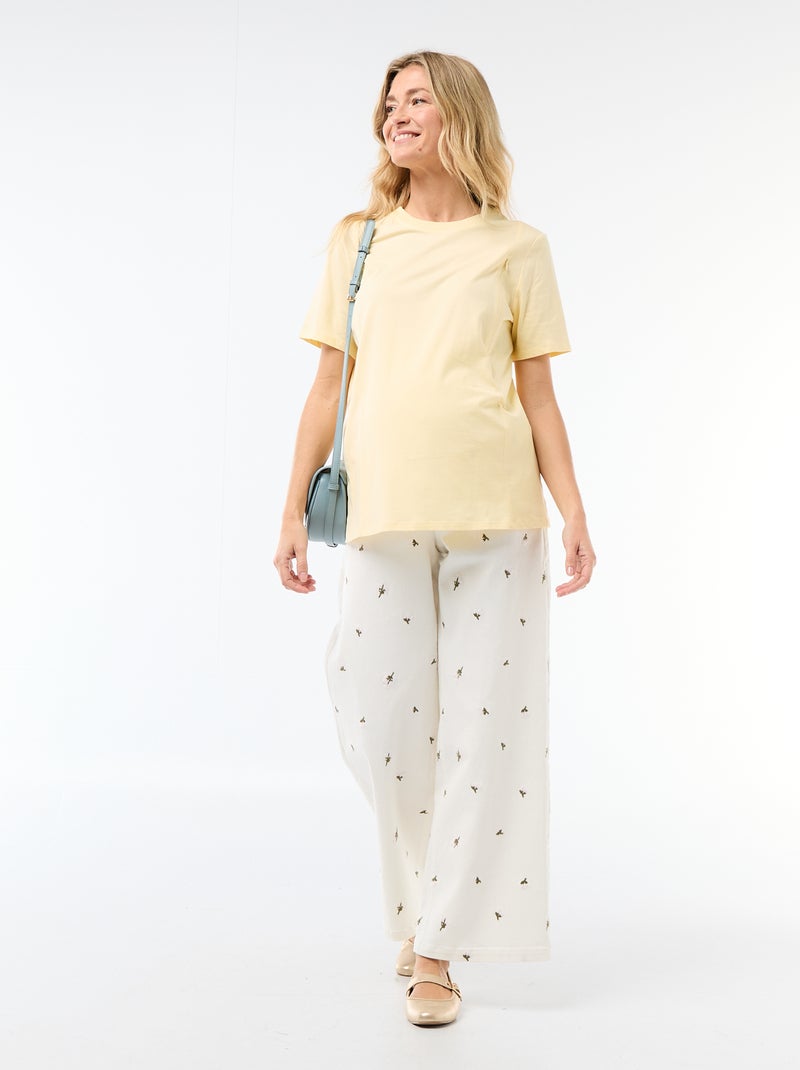 Tee-shirt basique d'allaitement manches courtes Jaune - Kiabi